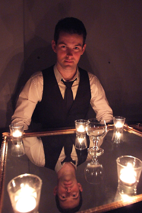 photo by James Gilberd of The Seance by mentalist Robert Haley, Mygalaxi Gallery, Wellington New Zealand